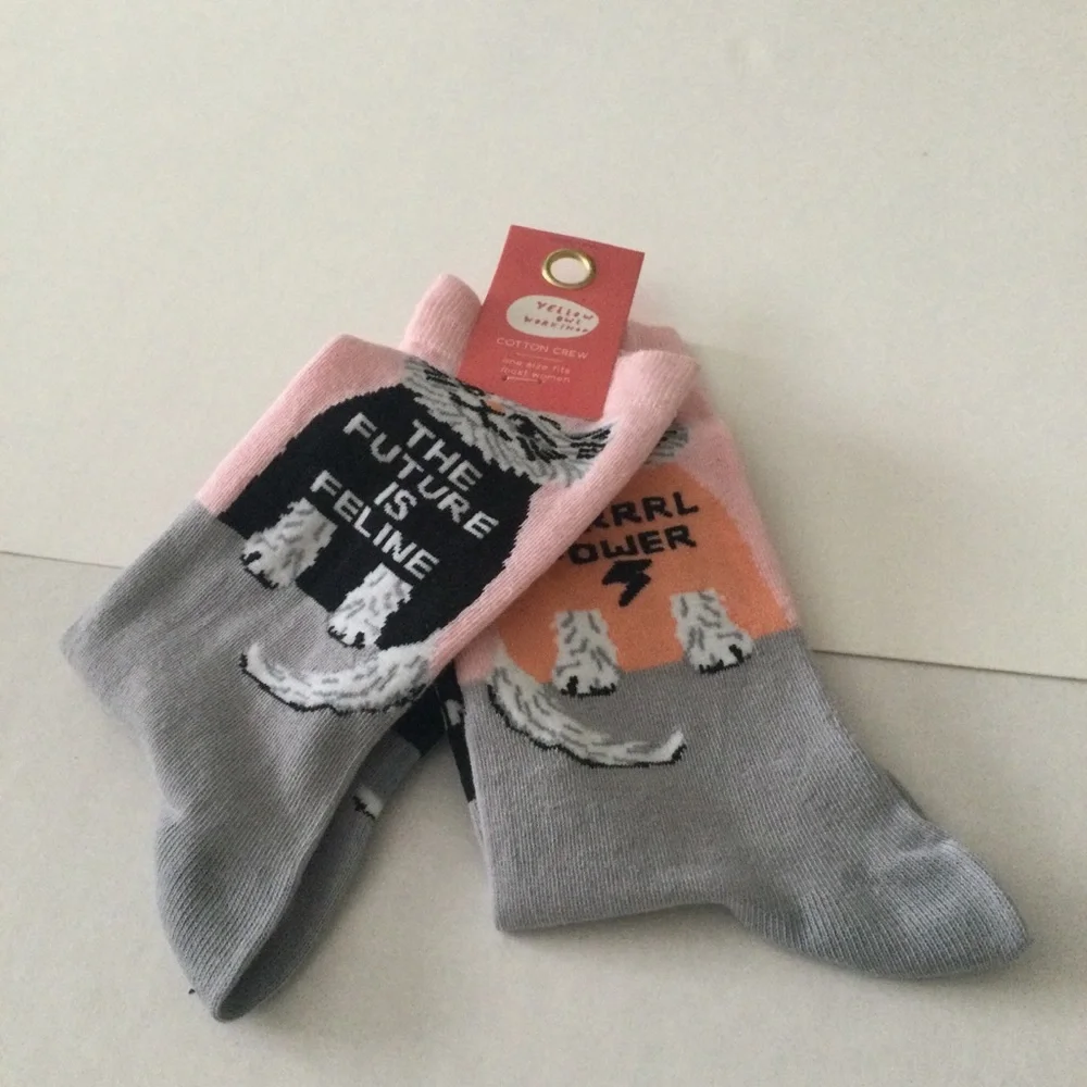 YELLOW OWL WORKSHOP THE FUTURE IS FELINE WOMENS SOCKS OS NWT